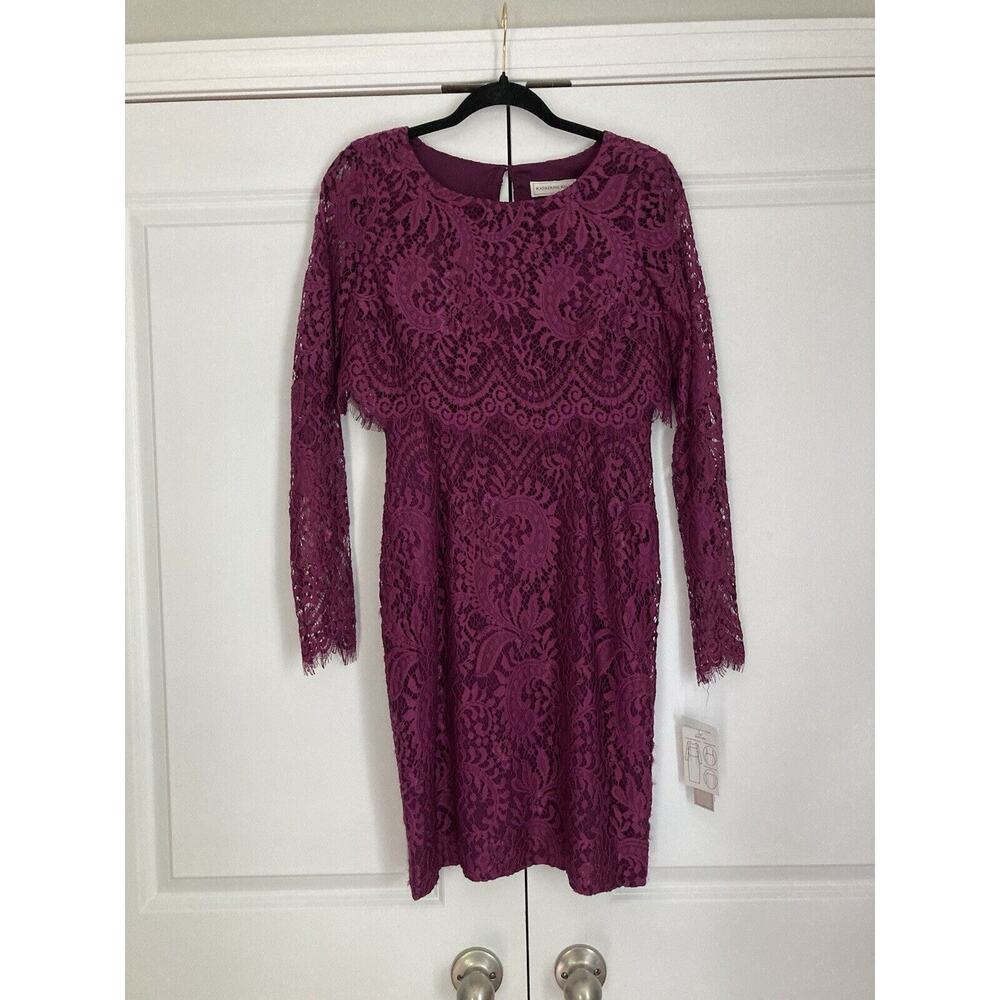 KATHERINE KELLY Lizzy 2 Pc Dress Eyelash Lace Deep Maroon Red Purple Versatile